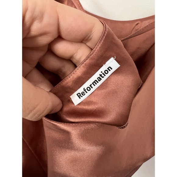 Reformation Women 100% Silk Camisole Sleeveless Copper Low Back Size S - Picture 3 of 4